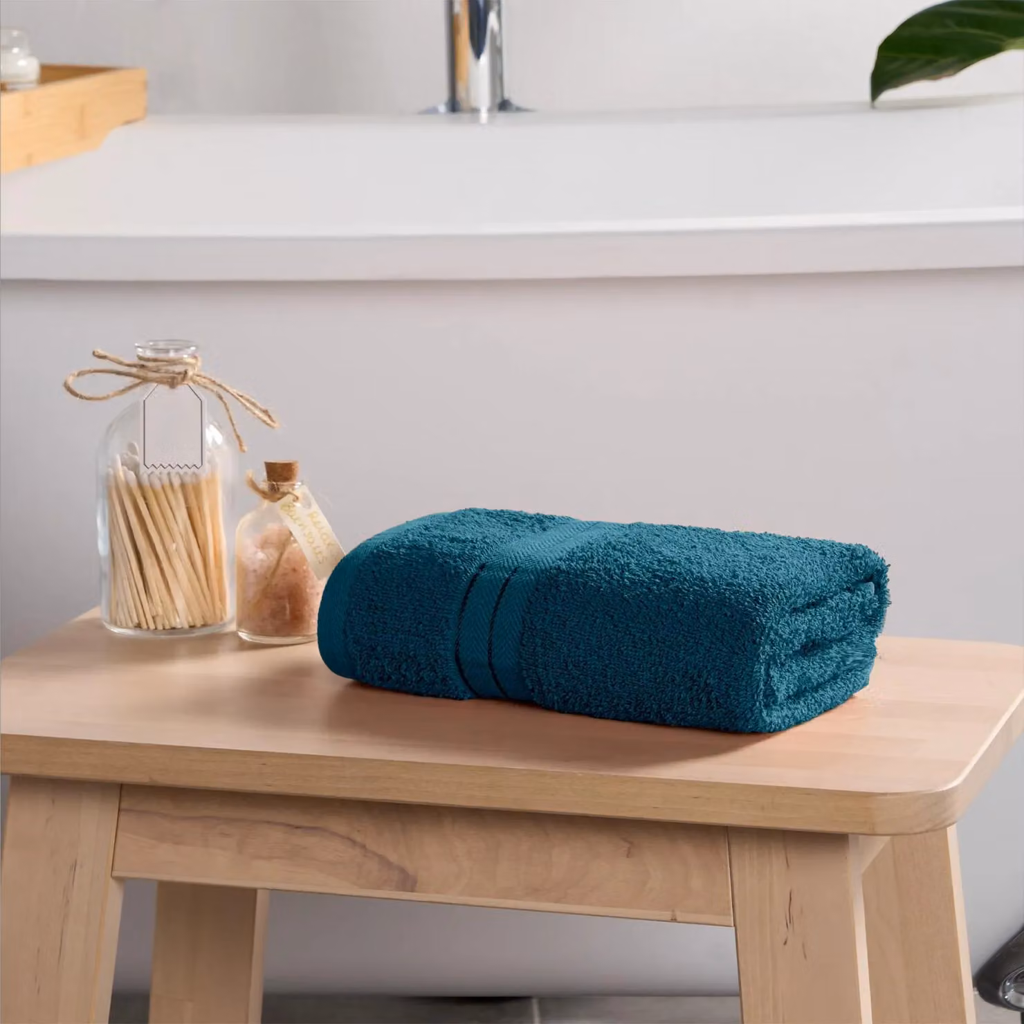 OHS Luxury Fluffy Cotton Hand Towel in Petrol Blue – 3