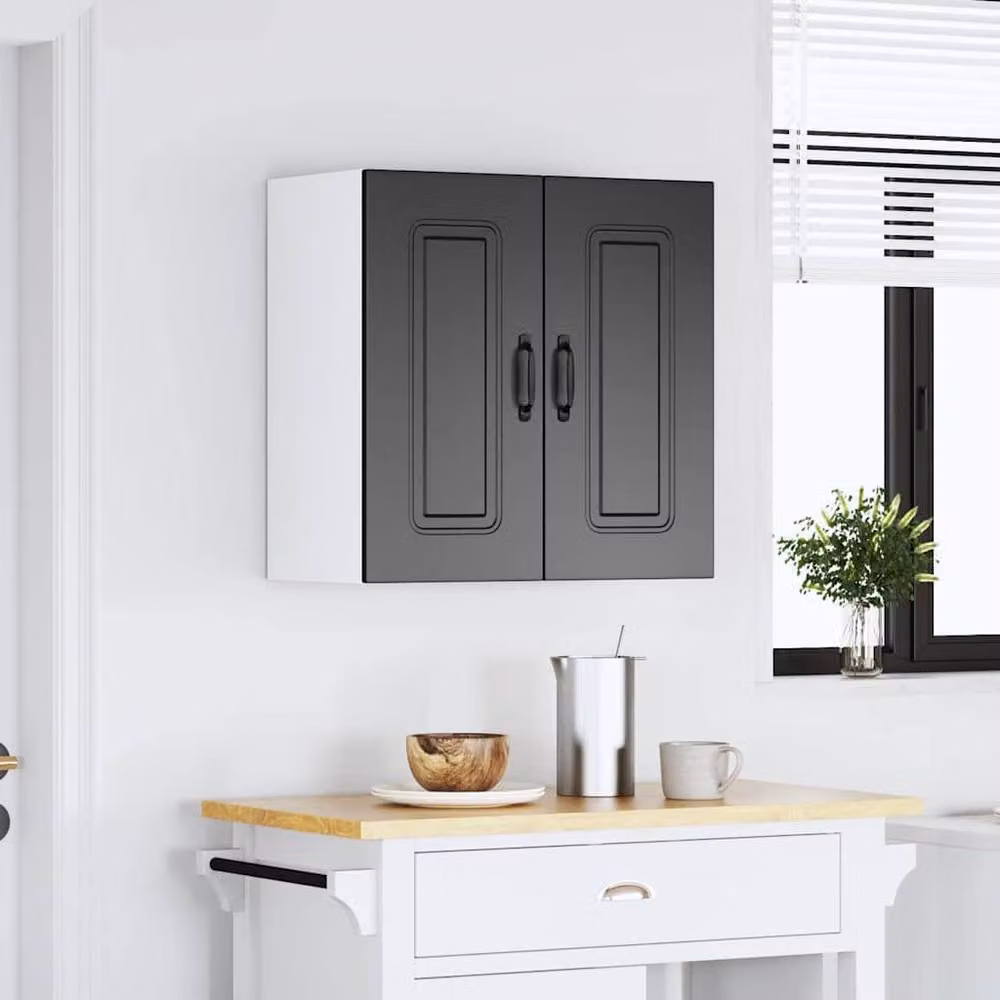 Berkfield Home Kalmar Black Wall Mounted Kitchen Cabinet with Hinged Doors and Internal Shelves, W/D/H: 60 x 31 x 60 cm – 3