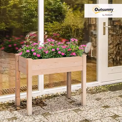 Outsunny Wooden Raised Bed for Herb and Ornamental Gardens, Brown, W: 46 cm, D: 59 cm, H: 76 cm – 2