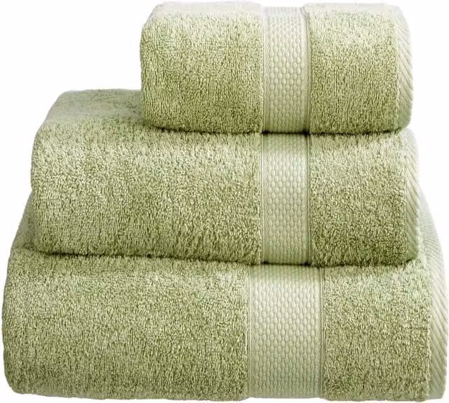Bellissimo 8 Piece Green Cotton Towel Set with Border