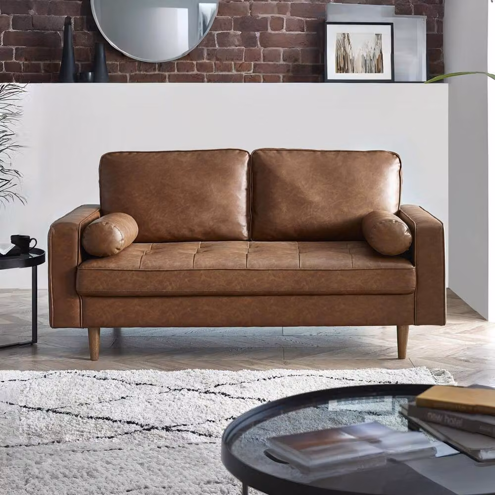 Cheshire Henley 2 Seater Sofa in Brown Synthetic Leather – 2
