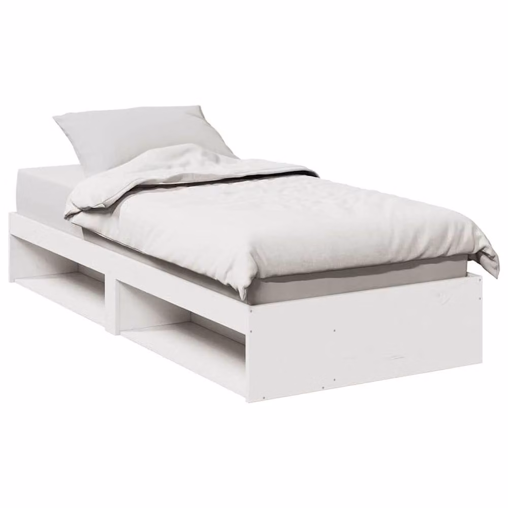 Berkfield Home Stylish White Solid Wood Pine Day Bed with Side Compartments W/D/H: 90 x 200 cm