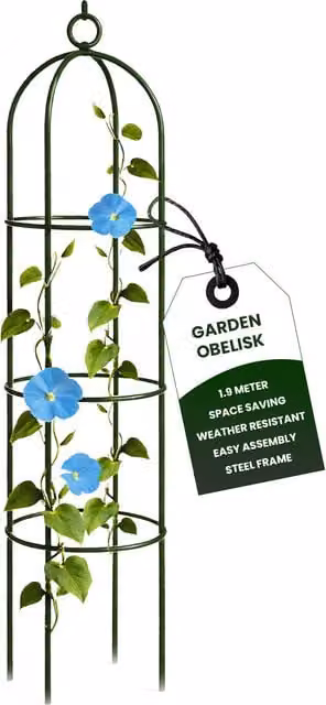 MantraRaj Black Metal Garden Obelisk Support for Plants and Flowers, H 190 cm x W 40 cm x D 40 cm