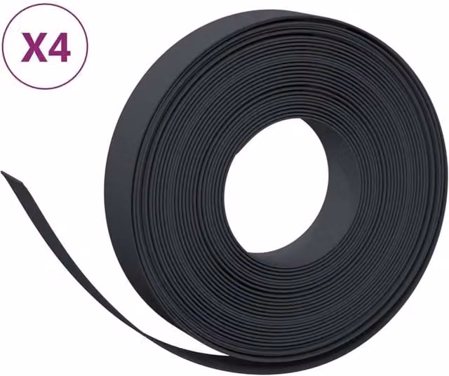 Berkfield Home Garden Edgings, 4 Pieces, Black, 10 m, 10 cm, Polyethylene