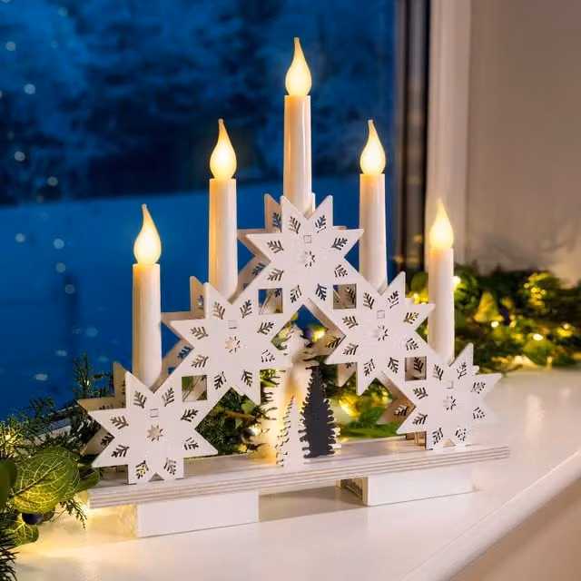 Christow Christmas Candle Bridge LED Tabletop Decoration in White – 1