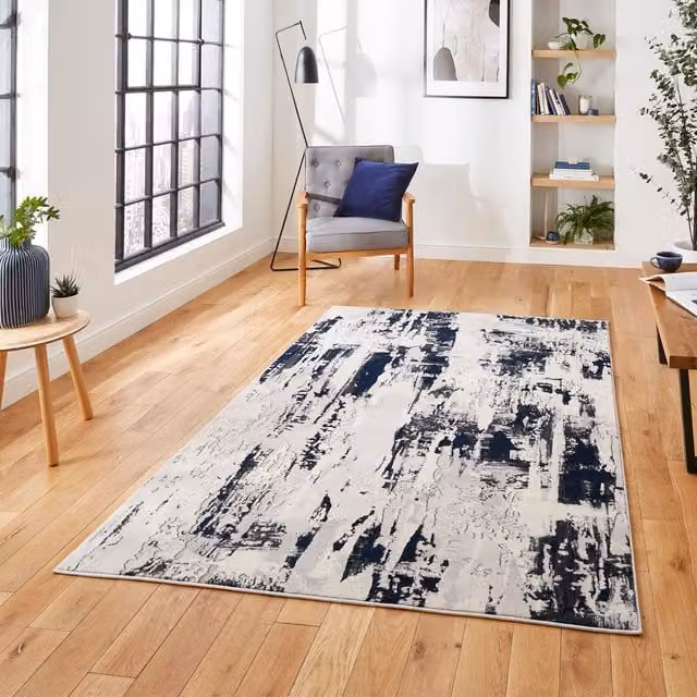 Terrys Apollo GR579 Modern Abstract Machine Woven Rectangular Rug in Grey and Blue