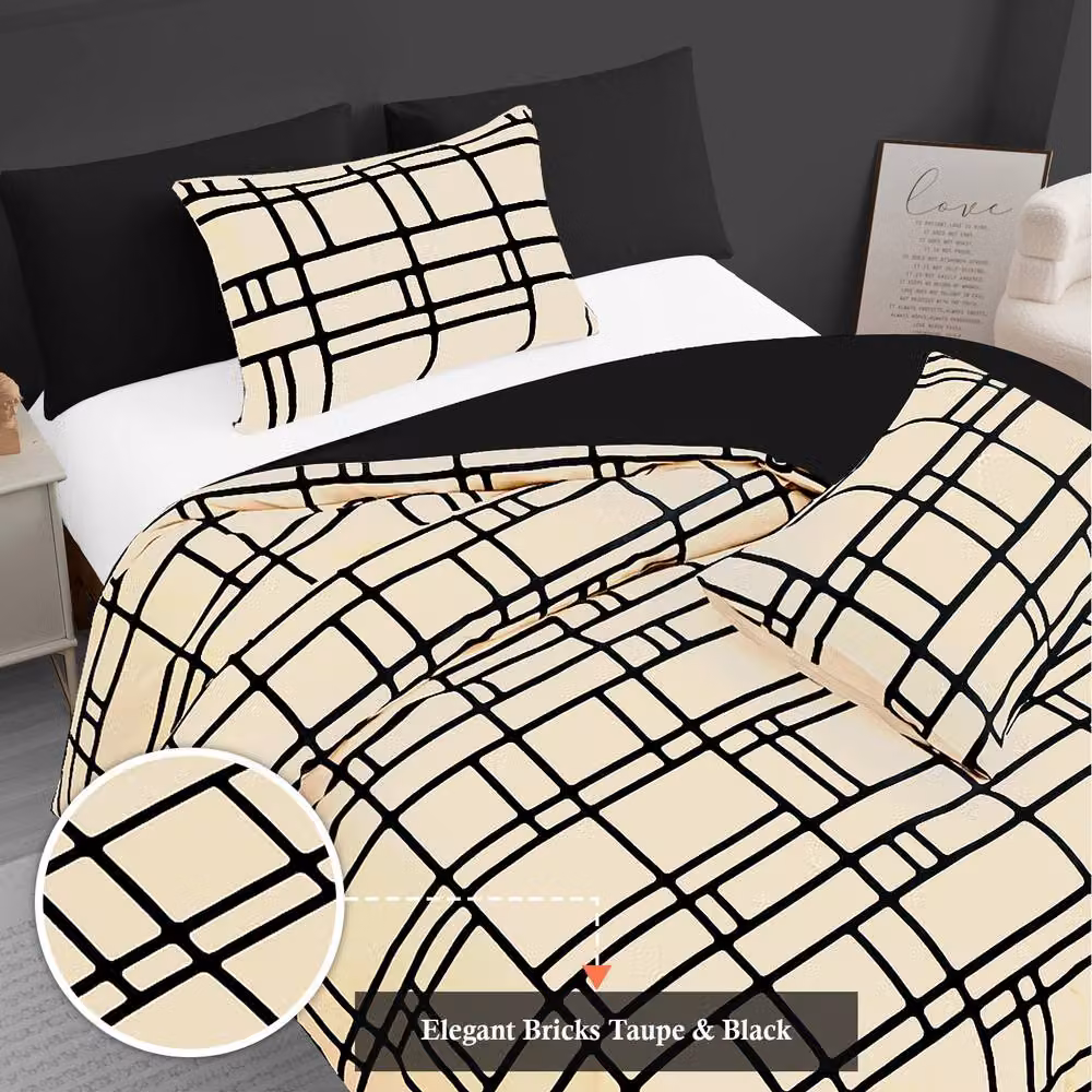 Pamposh Reversible Microfibre Duvet Cover and Pillowcase Set in Beige, W/D/H: 90 x 200 cm – 5