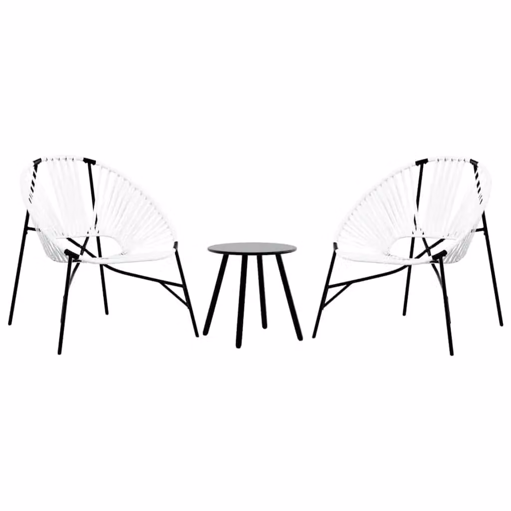 Berkfield Home Modern 3 Piece Garden Chair Set in Black and White Poly Rattan and Steel