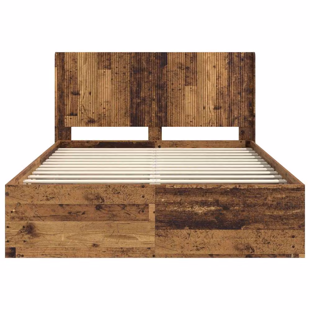 Berkfield Home Bed Frame with Headboard and Side Compartment Storage, Brown, W/D/H: 120 x 200 cm – 4