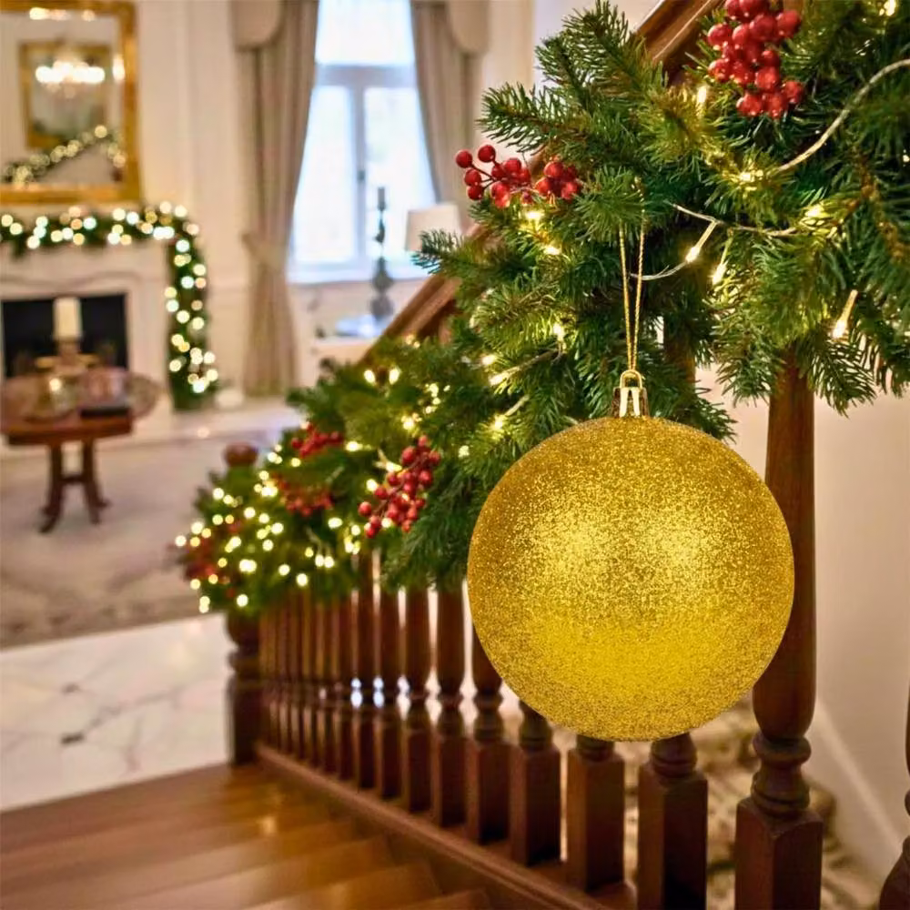 Shatchi Gold Glitter Round Christmas Bauble, Diameter: 25 cm – 2