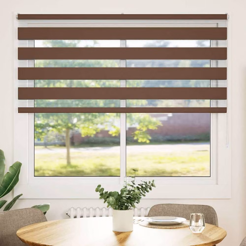 Berkfield Home Elegant Zebra Blind in Brown, W/H: 160 x 150 cm – 3