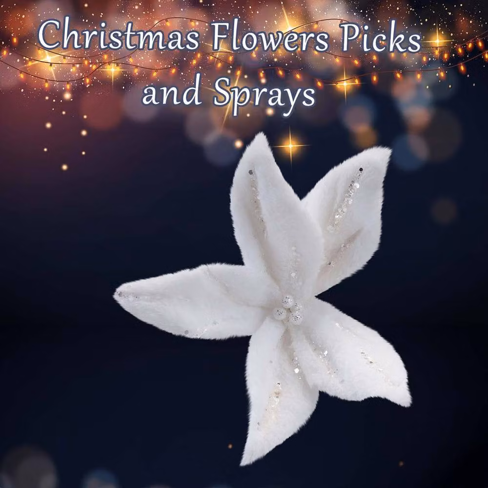 VFM e-Store White Poinsettia Floral Christmas Pendant Decoration, W/D/H: 16 x 8 x 8 cm – 2