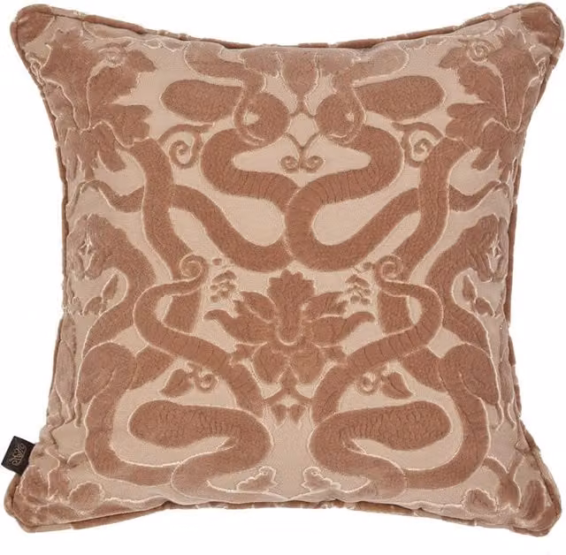 House of Hackney Anaconda Medium Cut-Velvet Square Cushion in Pink, W/D/H: 45 x 45 x 45 cm