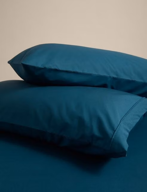 M&S 2 Pack Egyptian Cotton 230 Thread Count Percale Pillowcases in Petrol
