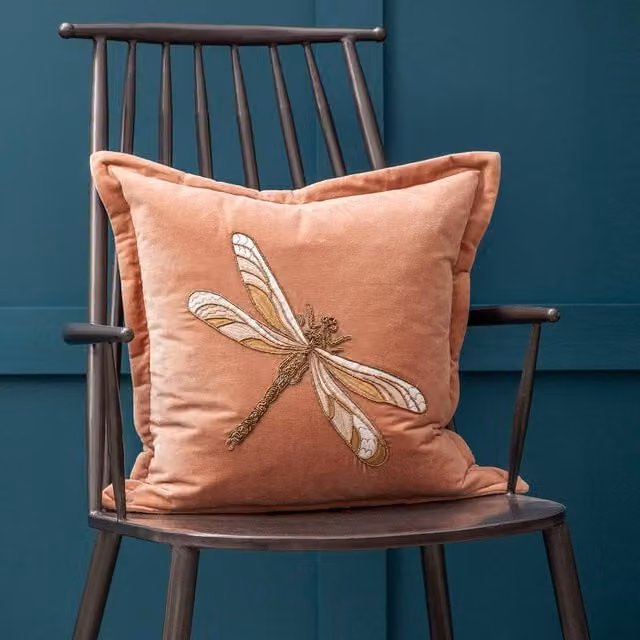 Voyage Maison Aria Pink Velvet Embroidered Feather Filled Square Cushion W/D/H: 50 x 50 x 5 cm – 2