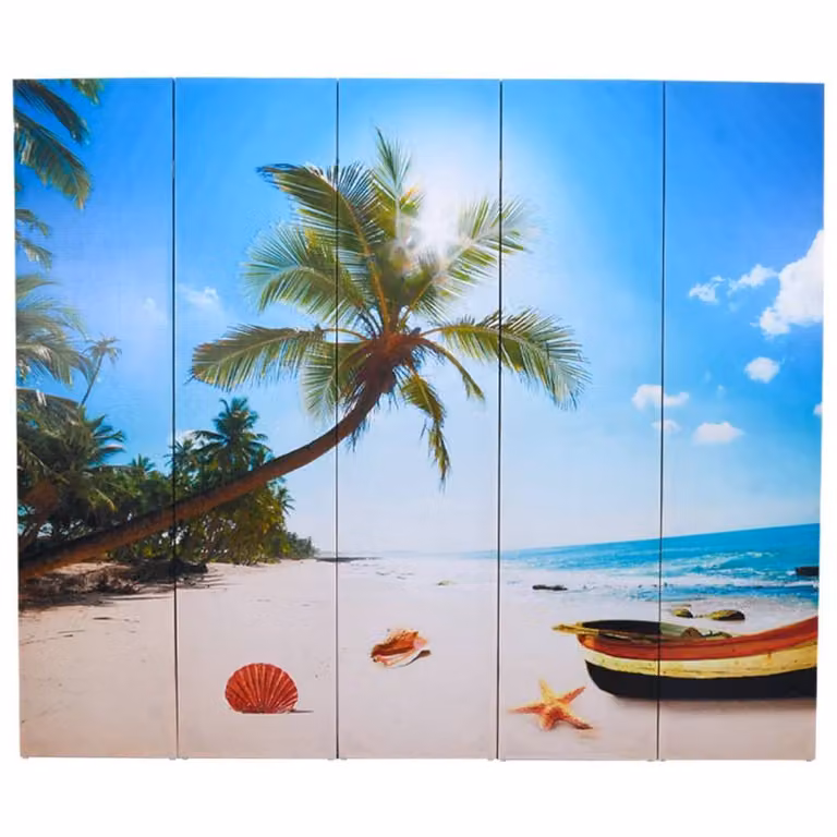 Berkfield Home Folding Room Divider Beach Maritime Multicolour W/H: 200 x 170 cm