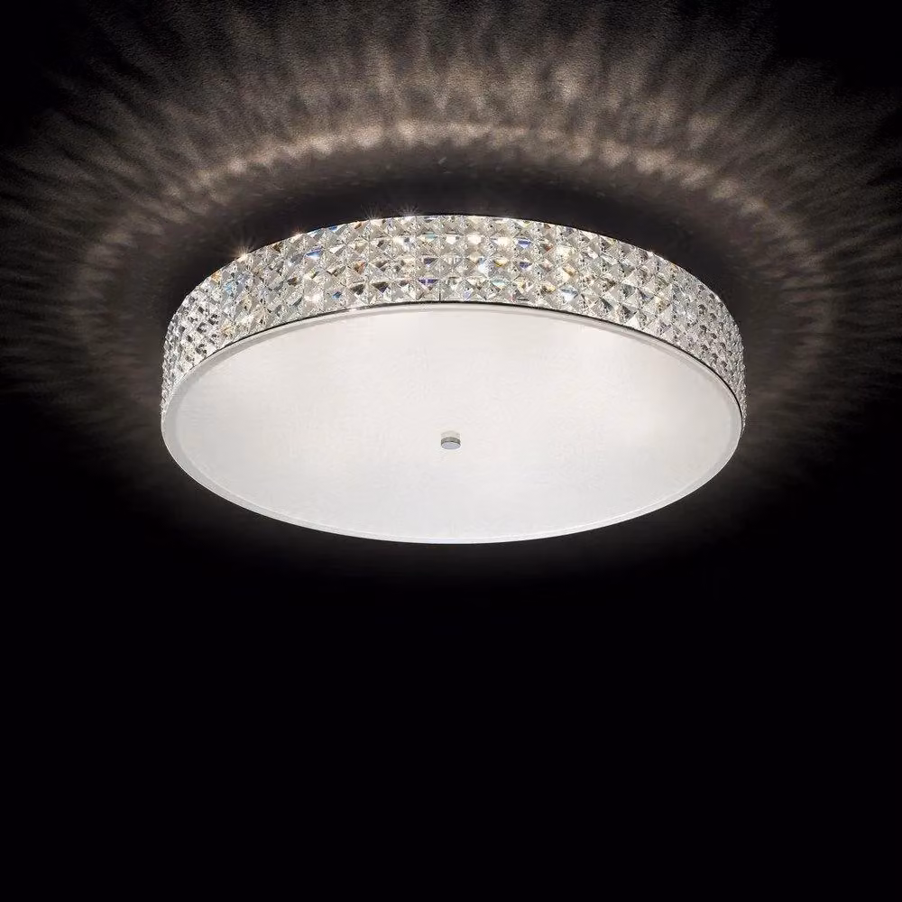 Ideal Lux Roma PL12 Ceiling Light in Chrome with Grey Glass and Crystal Details, G9 Halogen 40 W – 2