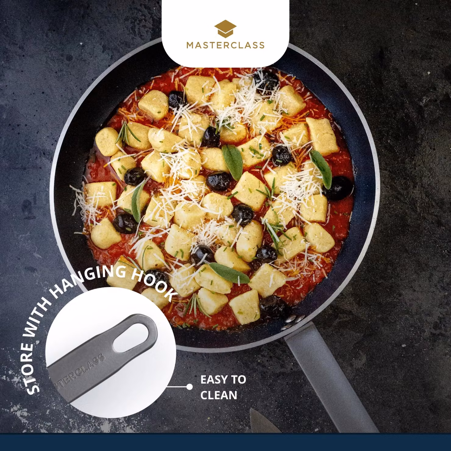 MasterClass Heavy Duty Non-Stick Aluminium Frying Pan, 24cm, Grey or Black – 6