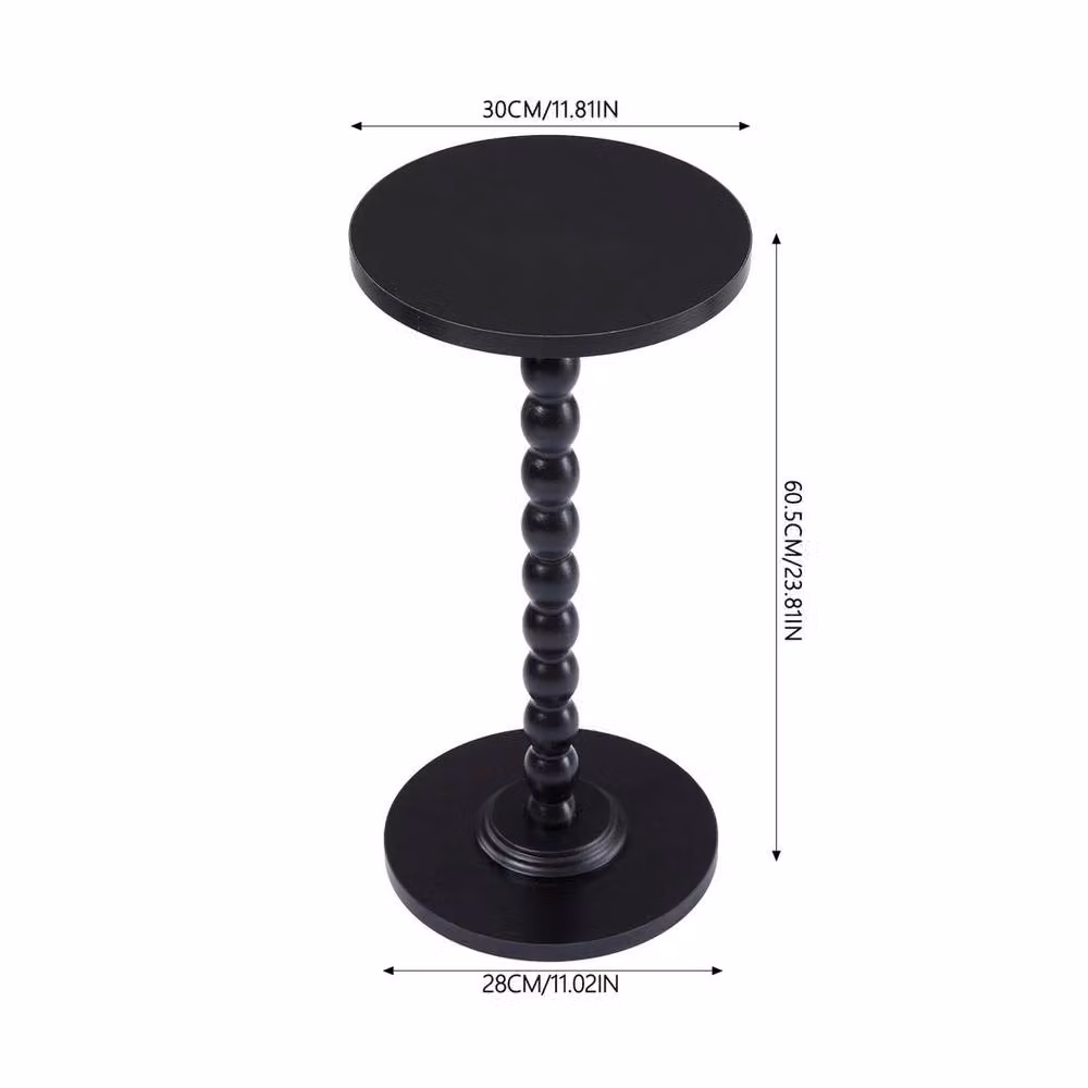 EONLION Black Round Side Table with Matt Wood Finish, Diameter: 100 cm – 2
