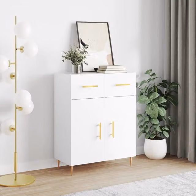 Berkfield Home Modern White Sideboard, W/D/H: 69.5 x 34 x 90 cm