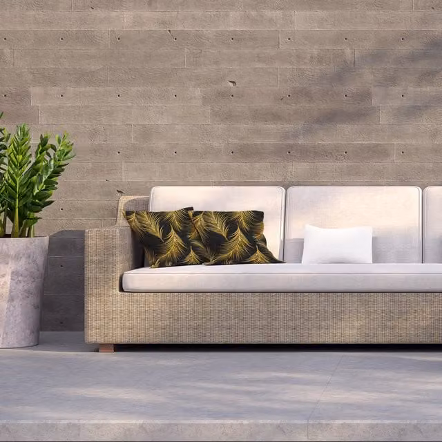 Benjamin Tate Design LTD Golden Palm Leaves Outdoor Cushion, Yellow and Gold, W/D/H: 60 x 60 x 1 cm