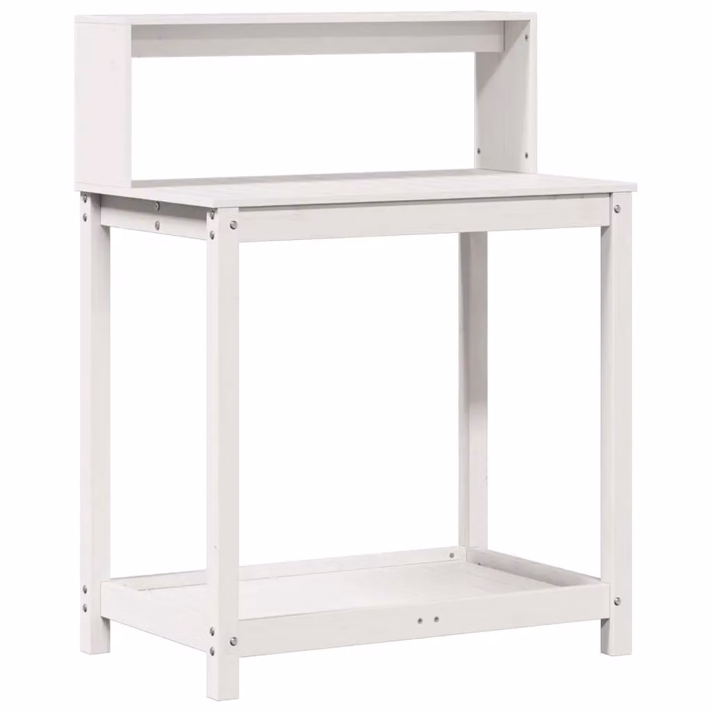 Berkfield Home White Solid Pine Potting Table with Shelves, W/D/H: 82.5 x 50 x 109.5 cm – 2