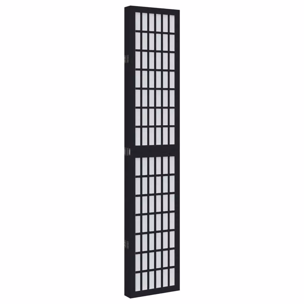Berkfield Home 5 Panel Room Divider in Black Solid Paulownia Wood – 3
