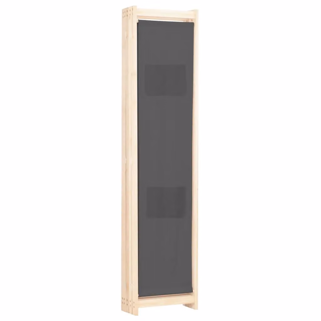 Berkfield Home 5-Panel Grey Fabric Room Divider, W/D/H: 200 x 4 x 170 cm – 3