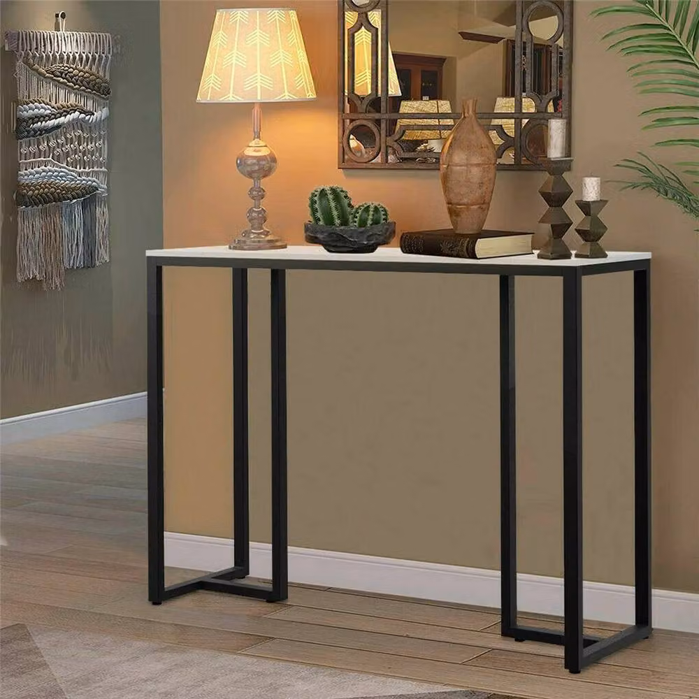 ERGOVEXA Modern Marble Top Corner Console Table in Black – 2