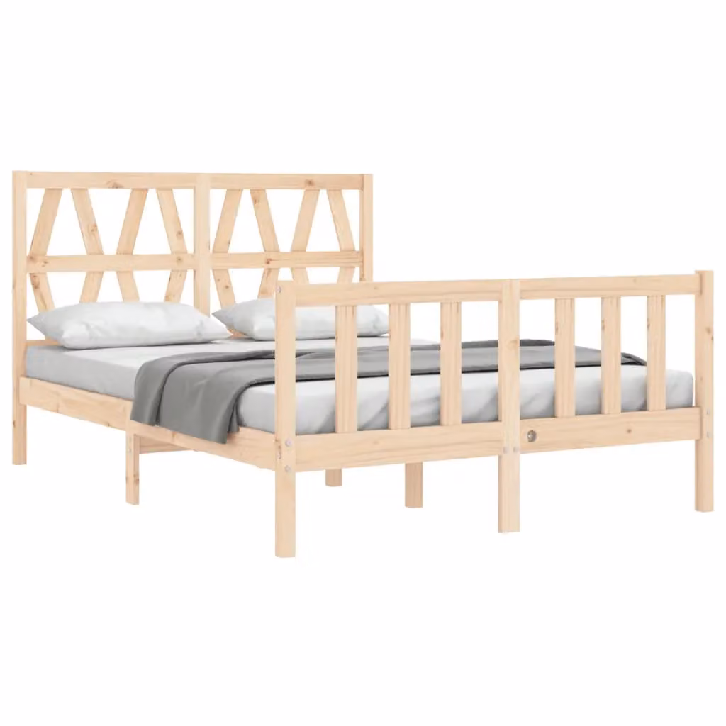 Berkfield Home Solid Pine Bed Frame with Headboard in Brown, W/D/H: 120 x 200 cm – 2