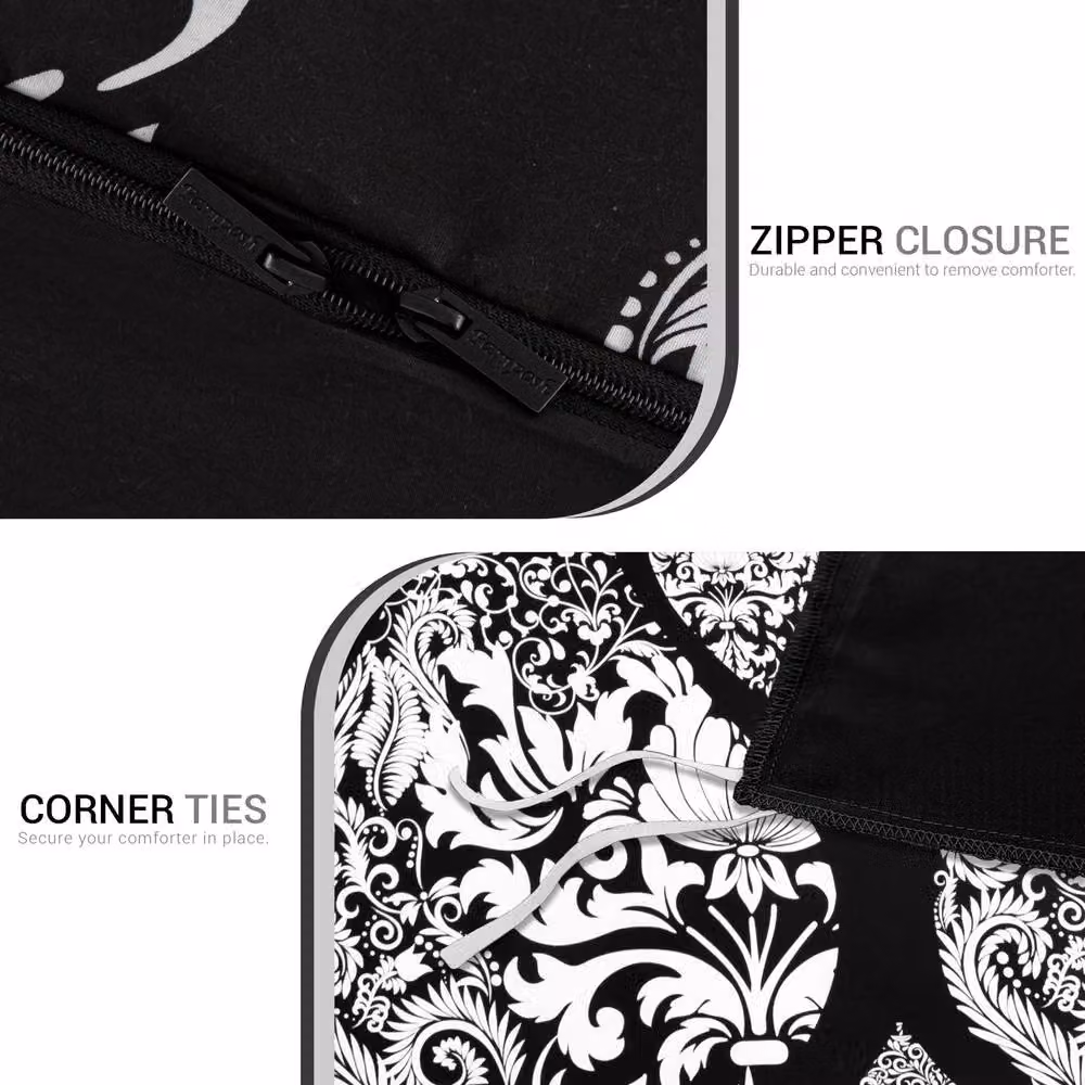 Grace Luxury Hypoallergenic Microfibre Duvet Cover and Pillowcase Set, Black, W: 200 cm, H: 180 cm – 7