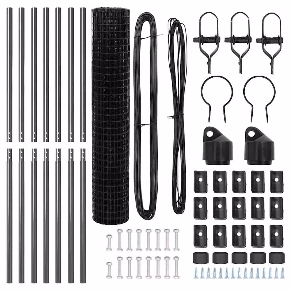Berkfield Home Euro Fence with 7 Posts, Galvanised Steel, Dark Grey, W: 10 m, H: 1.6 m – 4