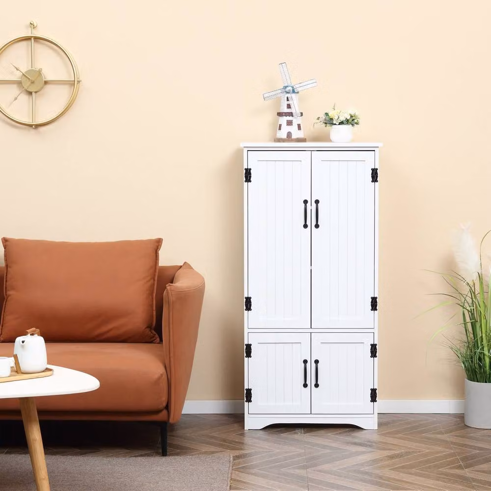 Wyld Haus Rifa White Tall Storage Cabinet with Four Hinged Doors and Internal Shelves, W/D/H: 60 x 30 x 123 cm – 3