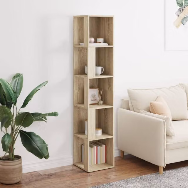 Berkfield Home Sonoma Oak Corner Cabinet in Beige, W/D/H: 33 x 33 x 164.5 cm