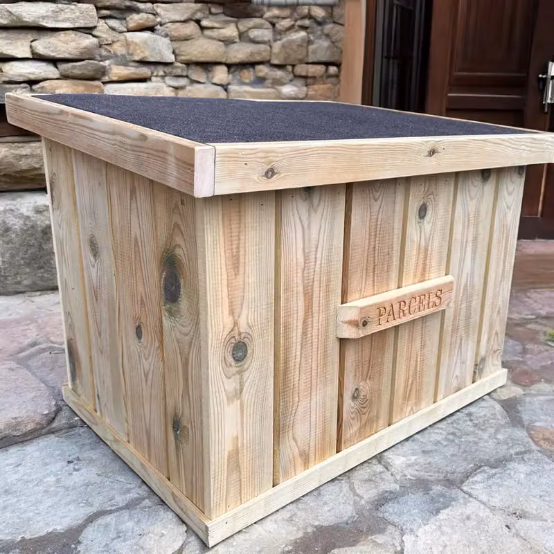 Bespoke Outdoor Rustic Brown Wood Garden Storage Box W/D/H: 50 x 50 x 50 cm – 4