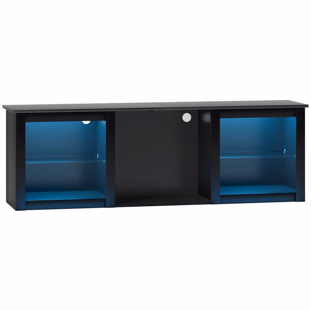 Wyld Haus Filu Black Modern TV Stand with LED Lighting and Storage for up to 65 inch TVs, Width: 160 cm – 2