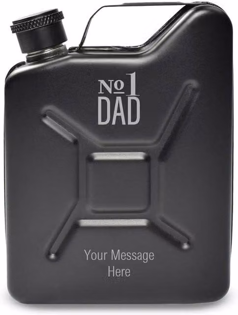 Uniqueful Men's Personalised No.1 Dad Black Jerry Can Hip Flask, 100ml