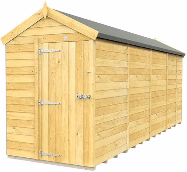 Buttercup Farm Apex Wooden Shed in Brown with Single Door and Gable Roof, W: 147 cm, D: 503 cm, H: 217 cm – 1