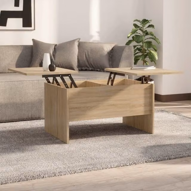 Berkfield Home Sonoma Oak Coffee Table in Brown with Lift Mechanism, W: 80 cm, D: 50 cm, H: 42.5 cm – 1
