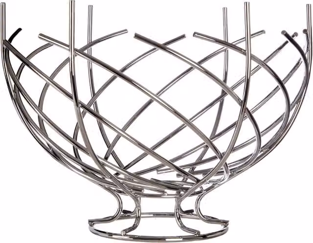 Orsina Nest Shape Chrome Fruit and Vegetable Basket in Silver – 1