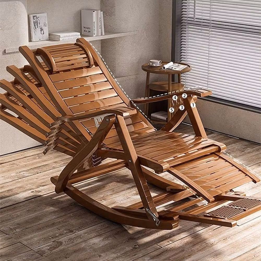 EONLION Brown Foldable Garden Sun Lounger with Adjustable Headrest and Armrests – 3