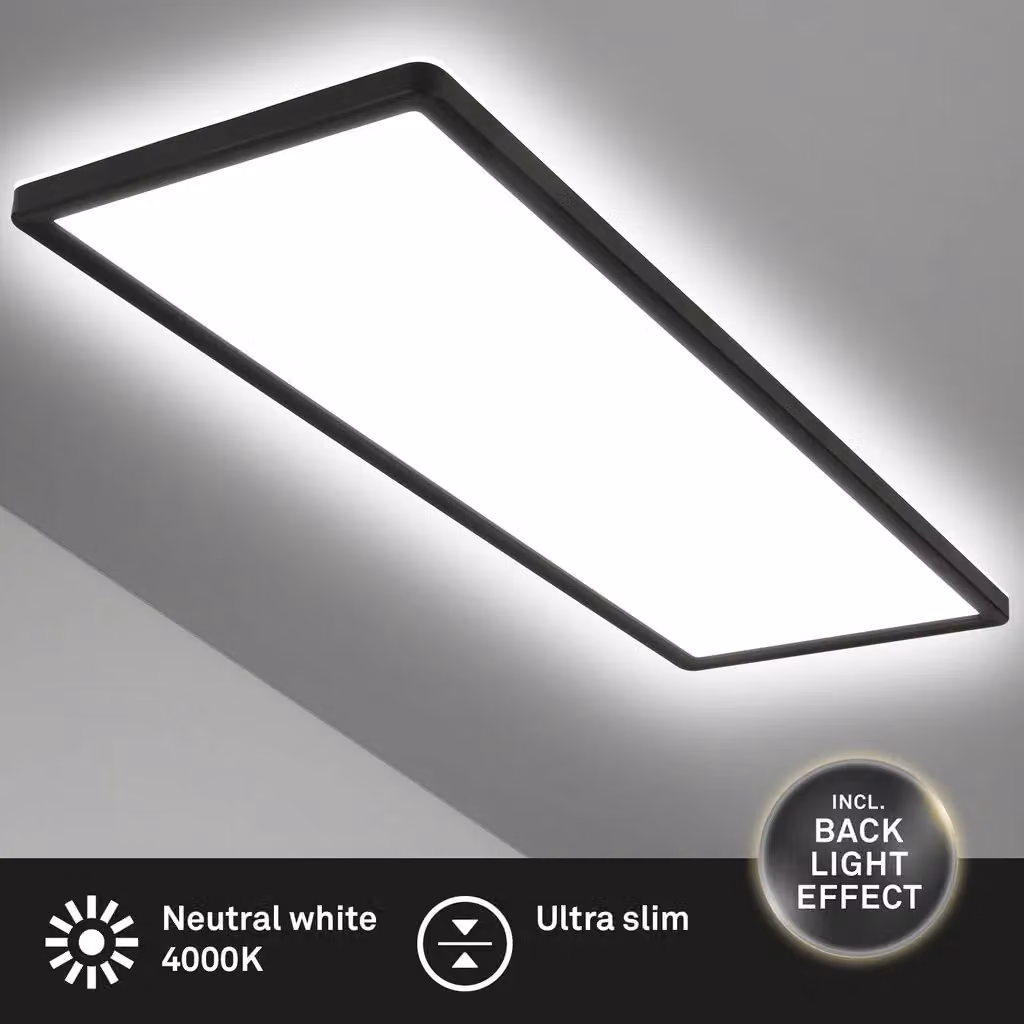 Briloner Ultraslim Black LED Ceiling Panel, 22W, 4000K, W/D/H: 58 x 20 x 3 cm – 2