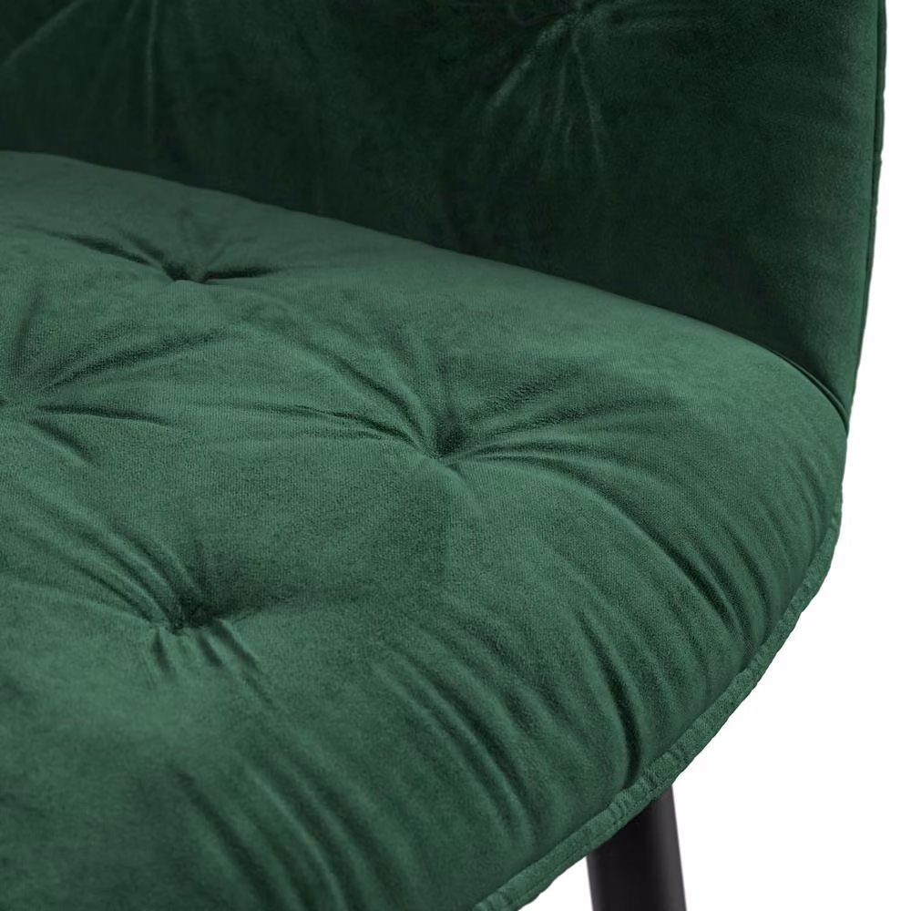 More4Homes Arlo Oak Round Dining Table with Black Legs and Set of 4 Anika Green Velvet Dining Chairs – 4