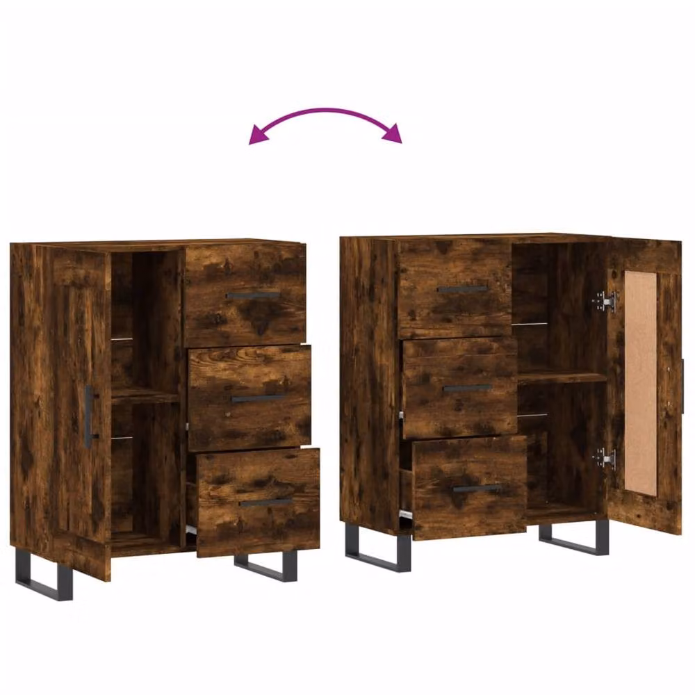 Berkfield Home Smoked Oak Sideboard in Brown, W/D/H: 69.5 x 34 x 90 cm – 5