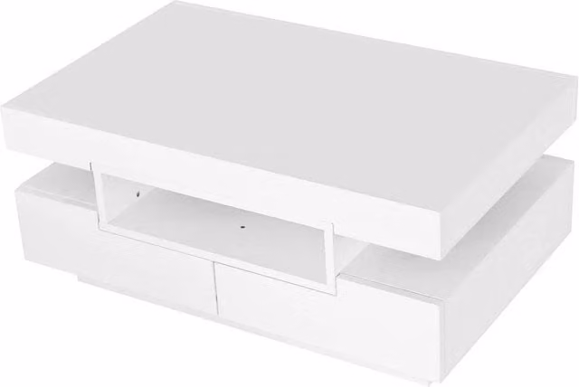 ERGOVEXA White Modern Coffee Table with 4 Drawers and Storage, W: 80 cm, D: 36 cm, H: 36 cm