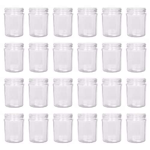 Argon Tableware Glass Jam Jars with Silver Screw Tops, Set of 24, 0.38 l, Transparent – 1