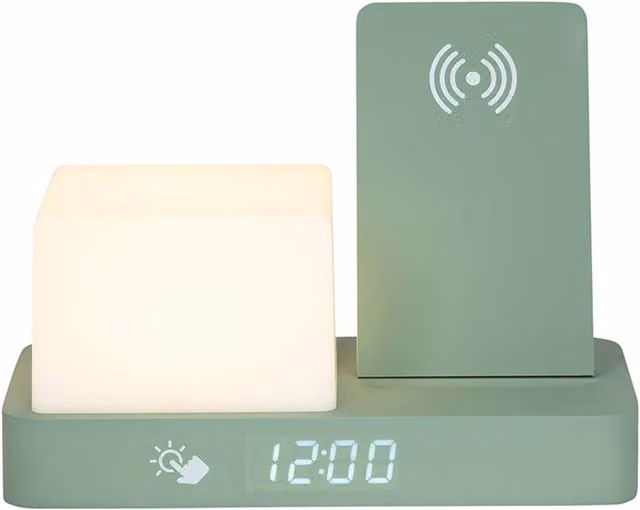 PRESENT TIME Karlsson Retro LED Night Alarm Clock in Jungle Green – 1