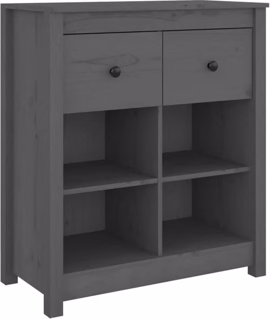 Berkfield Home Rustic Grey Solid Wood Pine Sideboard W/D/H: 70 x 35 x 80 cm