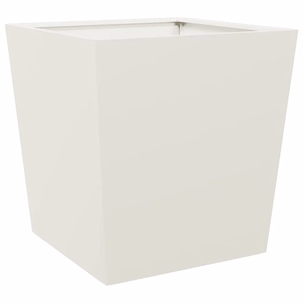 Berkfield Home Steel Garden Planter Tub, White, W/D/H: 50 x 50 x 50 cm – 2