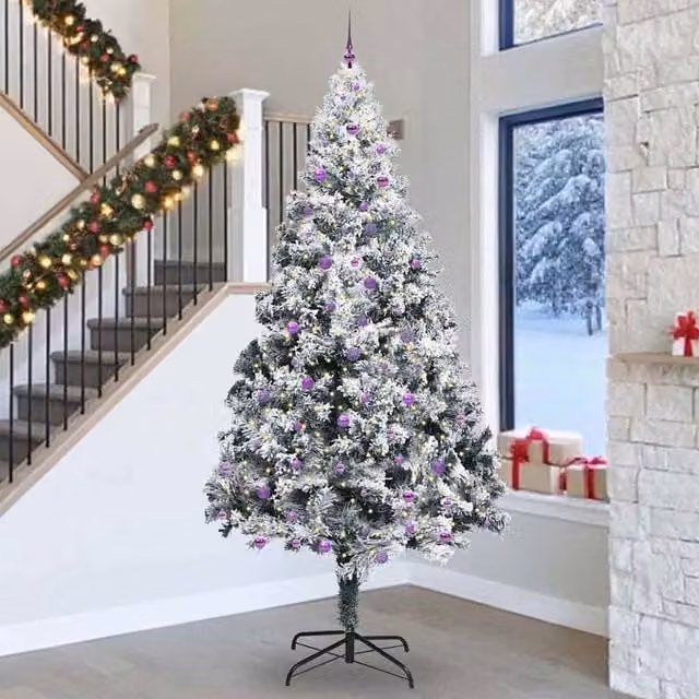 Berkfield Home White PVC Christmas Tree with 300 LEDs and Stand, Height: 300 cm
